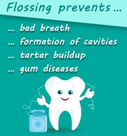 A happy tooth explaining flossing