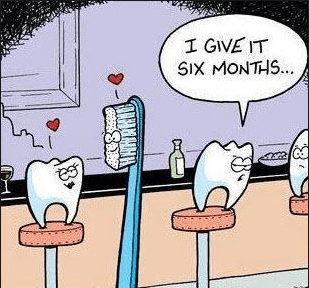 A cartoon tooth and a cartoon toothbrush on a date